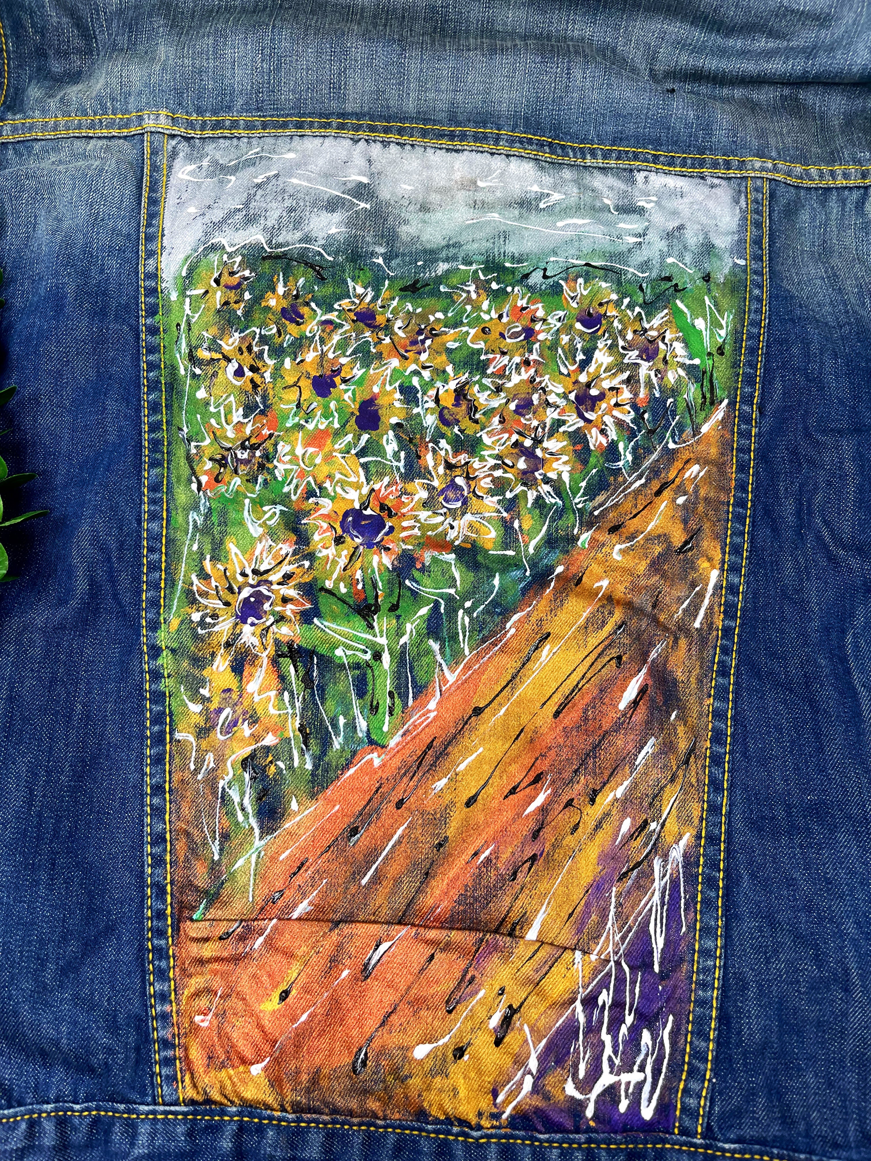 Hand-painted Flower Vintage Denim Jacket