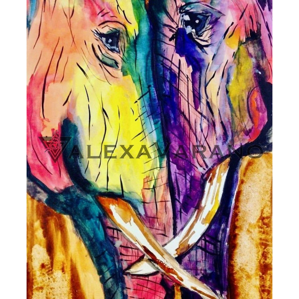 Elephant Love Print Original Painting