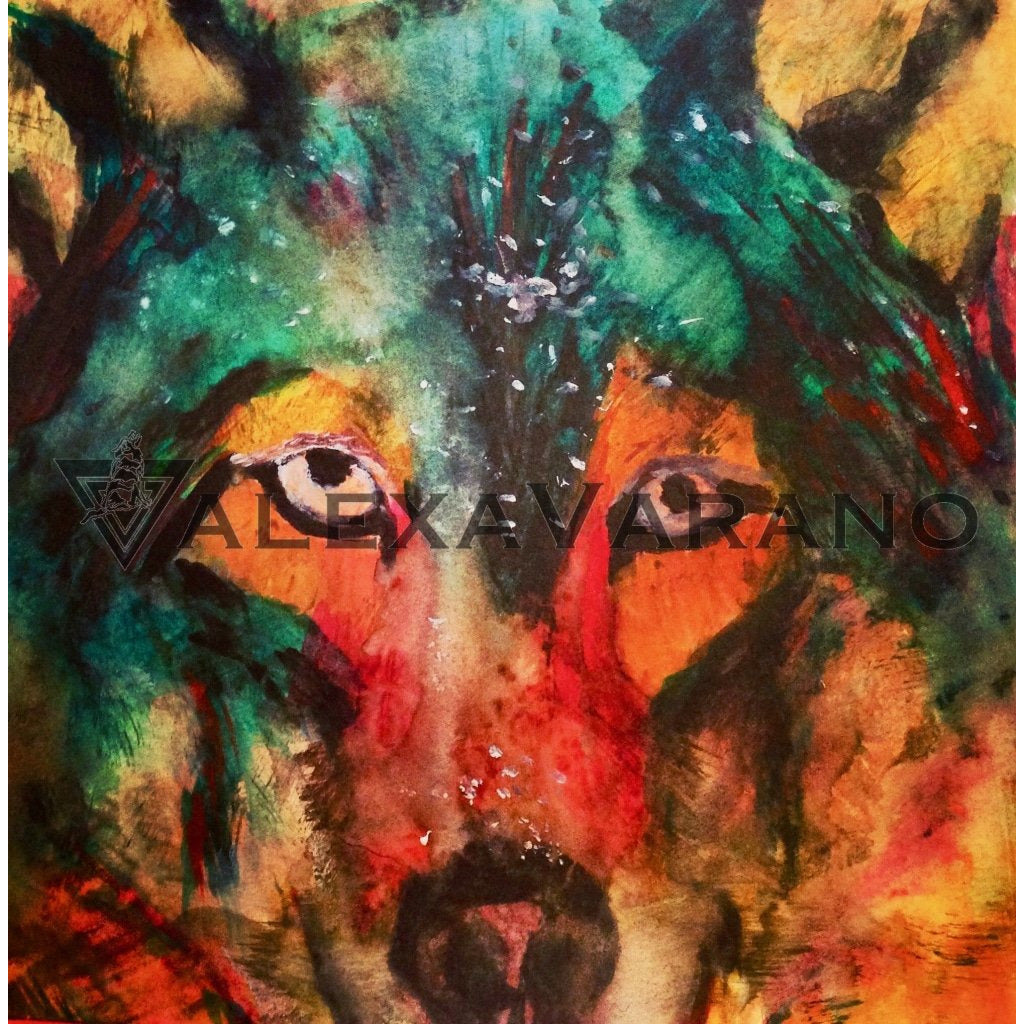 Fierce Wolf Print Original Painting